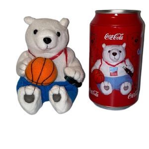 🆕Vintage Coca Cola Plush Polar Bear 2004 Athens Basketball
